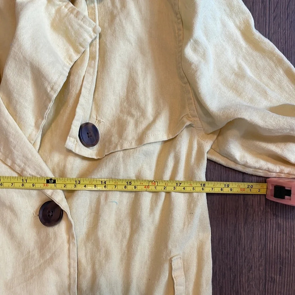 Universal Thread | Butter Yellow Linen Trench Coat Jacket - Picture 6 of 8